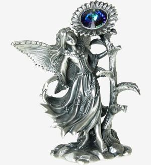 Sunflower and Crystal Fantasy Pewter Fairies from the TUDOR MINT