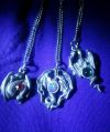 Dragon pendant of pewter and Swarovski crystal!