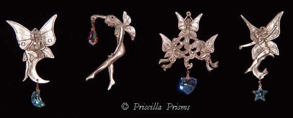 Pewter and crystal hanging faeries for your window!