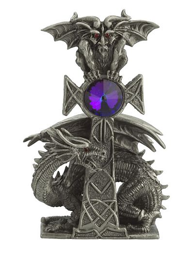 Tudor Mint's gargoyle and dragon guard the power of the Celtic cross